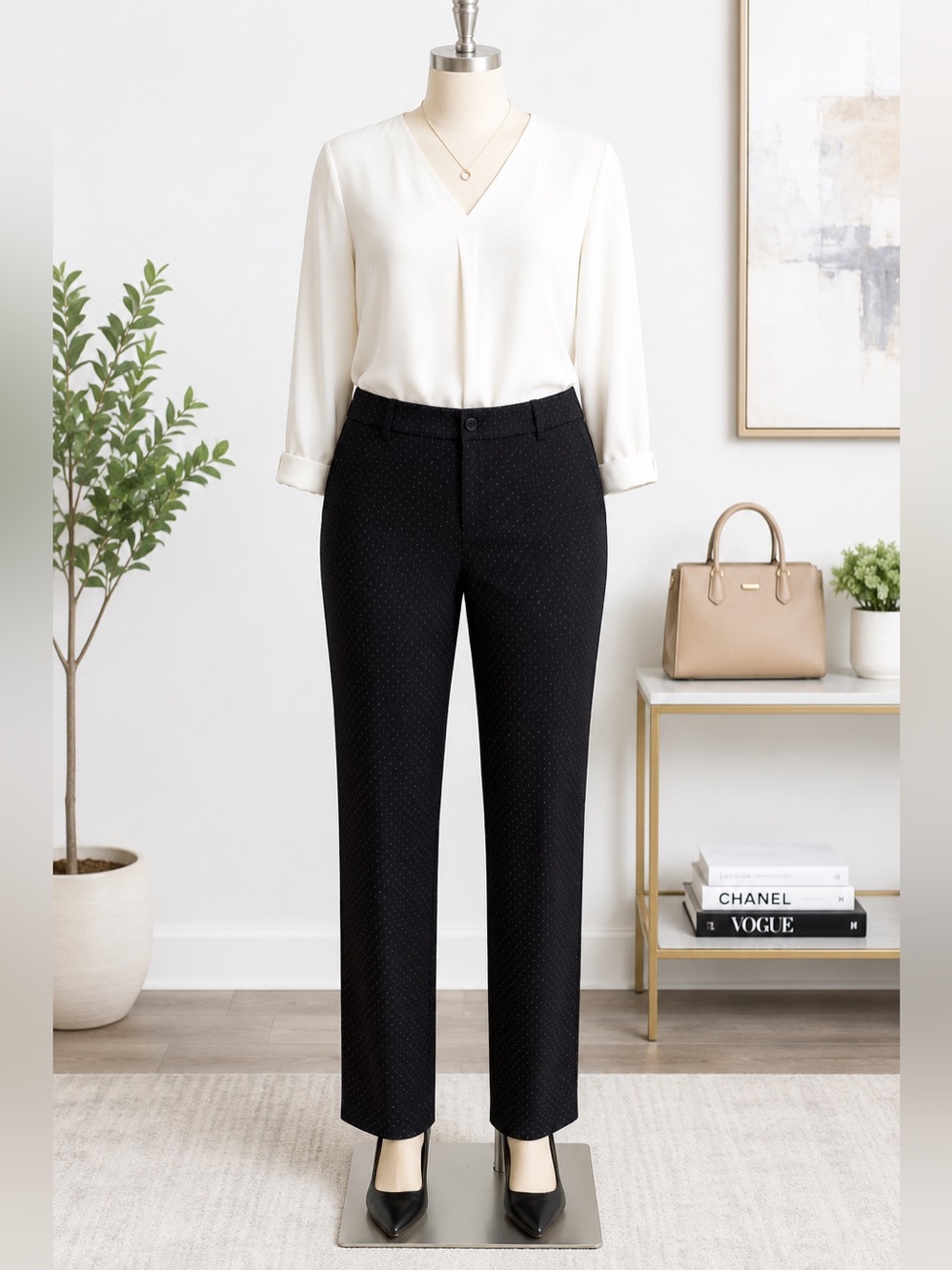 Lane Bryant The Madison Pants Size 20 Black White Polka Dot Career Stretch